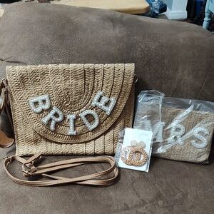 Bride Tan Woven Bag Set